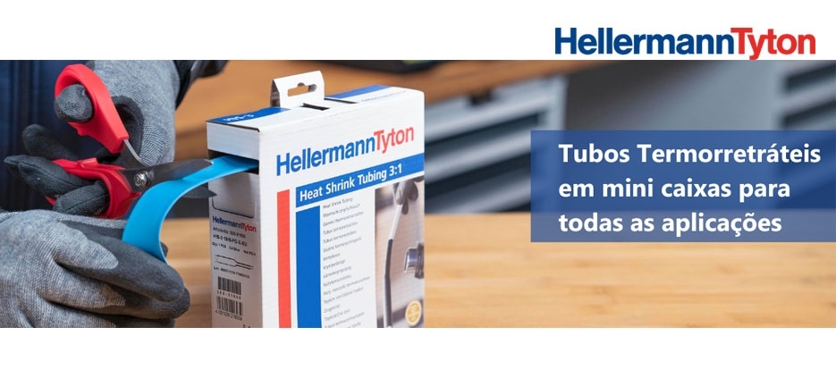 Tubos termorretrácteis em mini caixas  da Hellerman Tyton